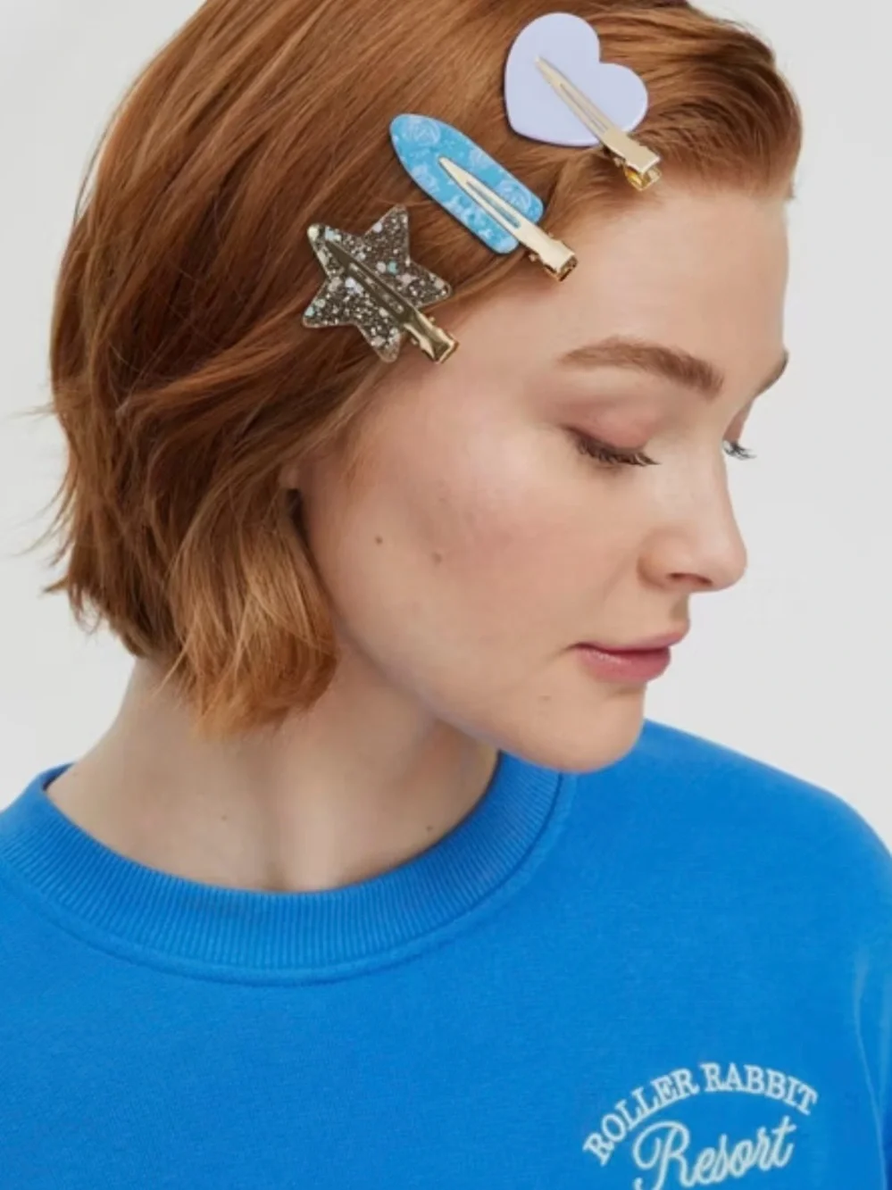 Roller Rabbit x Target Geo Hearts Headband/Wristbands/Clips Set BLUE